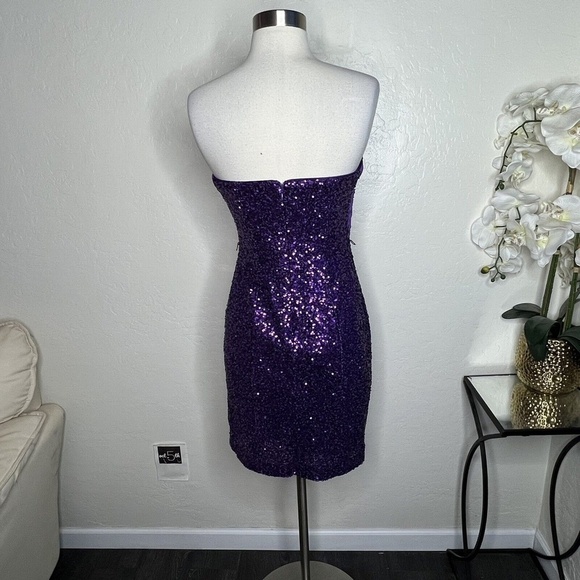vintage camille la vie purple sequin strapless dress Size 2 - Picture 3 of 8